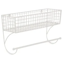 Antique White Wire Basket Towel Rack, 17 In.-Kirkland's Home Sale