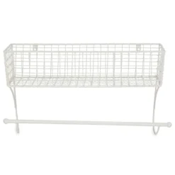 Antique White Wire Basket Towel Rack, 17 In.-Kirkland's Home Sale