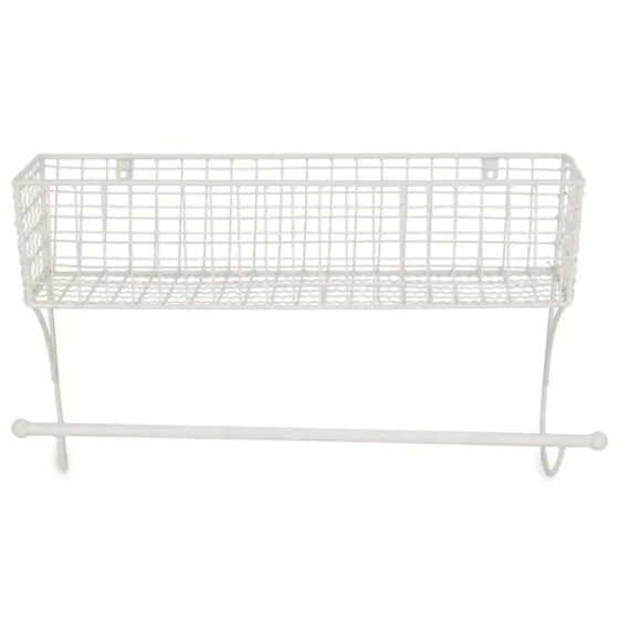 Antique White Wire Basket Towel Rack, 17 In.-Kirkland's Home Sale