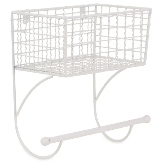 Antique White Wire Basket Towel Rack-Kirkland's Home Store