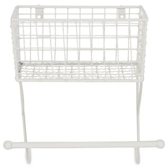 Antique White Wire Basket Towel Rack-Kirkland's Home Store
