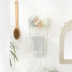 Antique White Wire Basket Towel Rack-Kirkland's Home Store