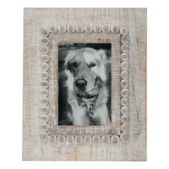 Antique White Wood Beaded Picture Frame, 4X6-Kirkland's Home Discount