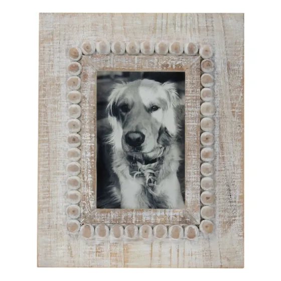 Antique White Wood Beaded Picture Frame, 4X6-Kirkland's Home Discount