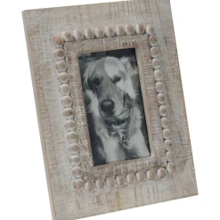 Antique White Wood Beaded Picture Frame, 4X6-Kirkland's Home Discount