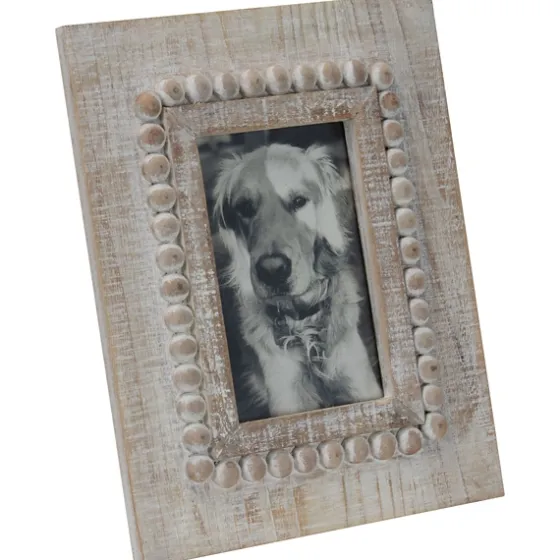 Antique White Wood Beaded Picture Frame, 4X6-Kirkland's Home Discount