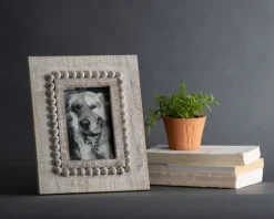 Antique White Wood Beaded Picture Frame, 4X6-Kirkland's Home Discount