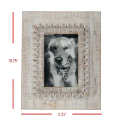 Antique White Wood Beaded Picture Frame, 4X6-Kirkland's Home Discount