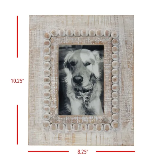 Antique White Wood Beaded Picture Frame, 4X6-Kirkland's Home Discount