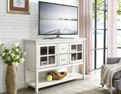 Antique White Wood Tv Stand Console Table-Kirkland's Home Discount