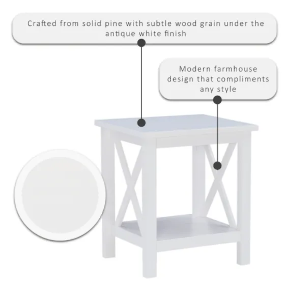 Antique White X Side Frame Accent Table-Kirkland's Home Outlet
