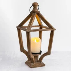 Antique Wood Footed Lantern-Kirkland's Home Sale