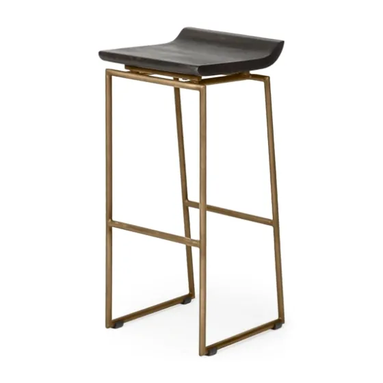 Antiqued Gold Frame Modern Bar Stool-Kirkland's Home Clearance