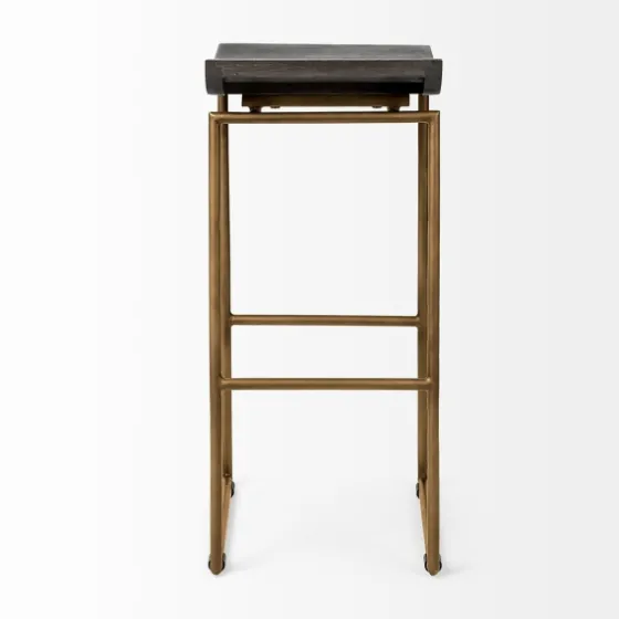 Antiqued Gold Frame Modern Bar Stool-Kirkland's Home Clearance