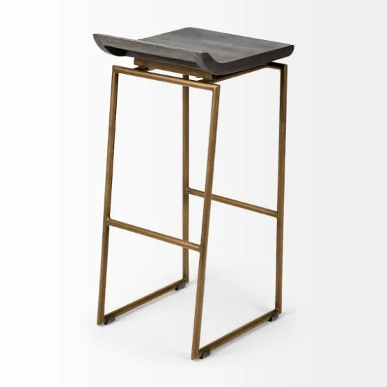 Antiqued Gold Frame Modern Bar Stool-Kirkland's Home Clearance