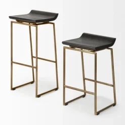 Antiqued Gold Frame Modern Bar Stool-Kirkland's Home Clearance