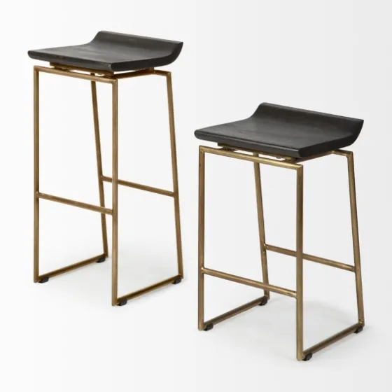 Antiqued Gold Frame Modern Bar Stool-Kirkland's Home Clearance