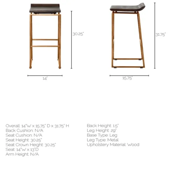 Antiqued Gold Frame Modern Bar Stool-Kirkland's Home Clearance