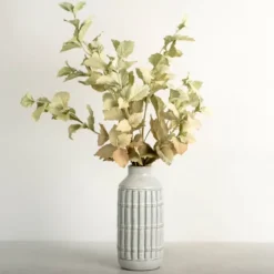 Antiqued Leaves Arrangement In White Vase-Kirkland's Home Outlet