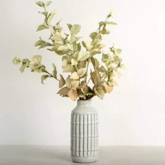 Antiqued Leaves Arrangement In White Vase-Kirkland's Home Outlet
