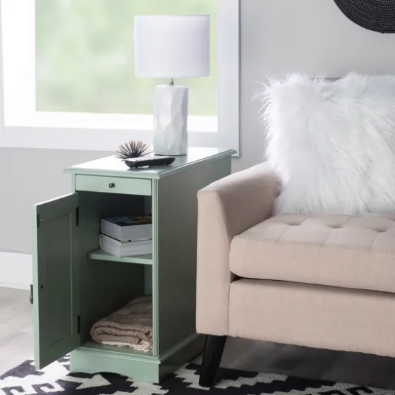Aqua Accent Table With Charging Station-Kirkland's Home Outlet