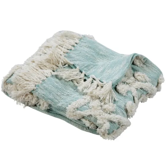 Aqua Blue Aztec Fringe Throw-Kirkland's Home Best Sale