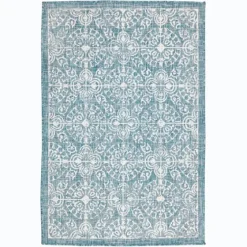 Aqua Embellished Indoor/Outdoor Area Rug, 3X4-Kirkland's Home Sale