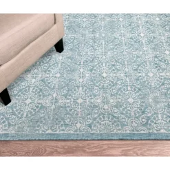 Aqua Embellished Indoor/Outdoor Area Rug, 3X4-Kirkland's Home Sale