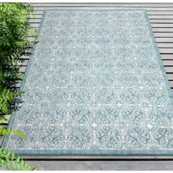 Aqua Embellished Indoor/Outdoor Area Rug, 3X4-Kirkland's Home Sale