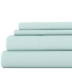 Aqua Embossed Checkered 3-Pc. Twin Sheet Set-Kirkland's Home Cheap