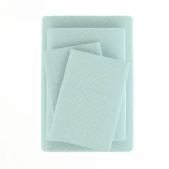 Aqua Embossed Checkered 3-Pc. Twin Sheet Set-Kirkland's Home Cheap