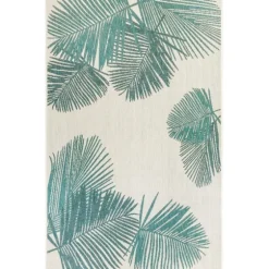 Aqua Forest Leaf Indoor/Outdoor Area Rug, 6X9-Kirkland's Home New