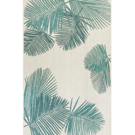 Aqua Forest Leaf Indoor/Outdoor Area Rug, 6X9-Kirkland's Home New