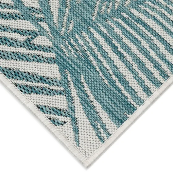 Aqua Forest Leaf Indoor/Outdoor Area Rug, 6X9-Kirkland's Home New