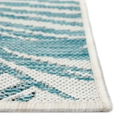 Aqua Forest Leaf Indoor/Outdoor Area Rug, 6X9-Kirkland's Home New