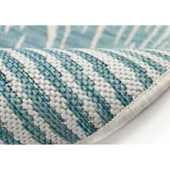 Aqua Forest Leaf Indoor/Outdoor Area Rug, 6X9-Kirkland's Home New