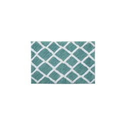 Aqua Geometric Pattern Reversible Bath Mat, 34 In-Kirkland's Home Sale