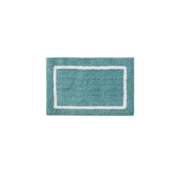 Aqua Geometric Pattern Reversible Bath Mat, 34 In-Kirkland's Home Sale