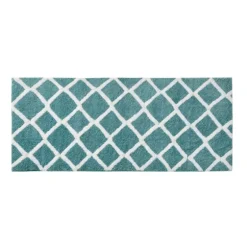 Aqua Geometric Pattern Reversible Bath Mat, 60 In-Kirkland's Home Sale