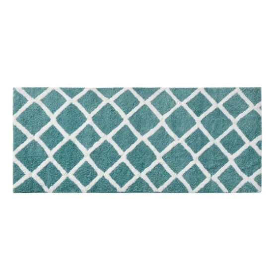 Aqua Geometric Pattern Reversible Bath Mat, 60 In-Kirkland's Home Sale