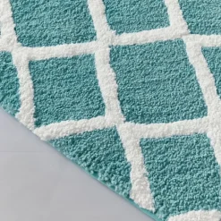 Aqua Geometric Pattern Reversible Bath Mat, 60 In-Kirkland's Home Sale