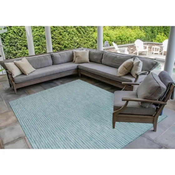 Aqua Intertwine Indoor/Outdoorr Area Rug, 6X9-Kirkland's Home Shop