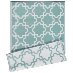Aqua Moroccan Trellis Outdoor Area Rug, 4X6-Kirkland's Home New