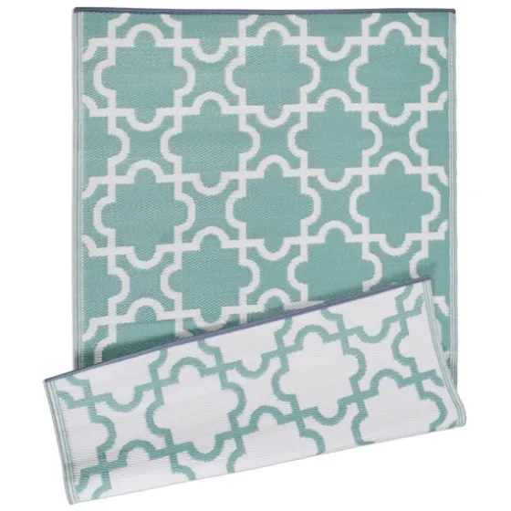 Aqua Moroccan Trellis Outdoor Area Rug, 4X6-Kirkland's Home New