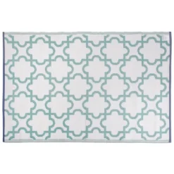 Aqua Moroccan Trellis Outdoor Area Rug, 4X6-Kirkland's Home New