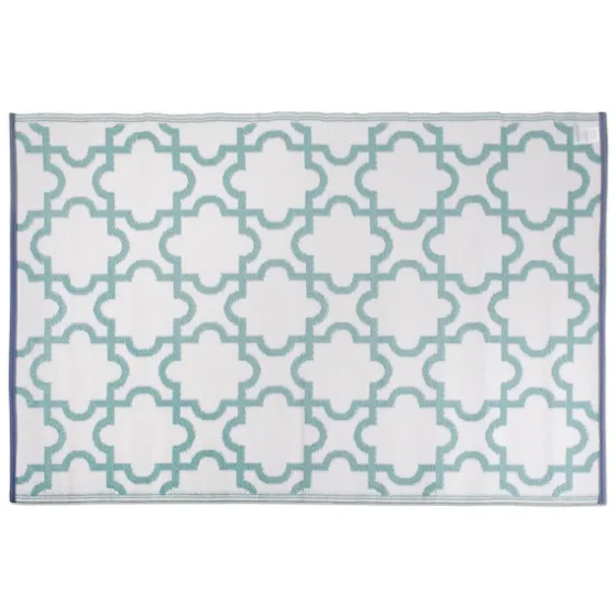Aqua Moroccan Trellis Outdoor Area Rug, 4X6-Kirkland's Home New