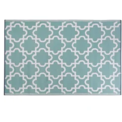 Aqua Moroccan Trellis Outdoor Area Rug, 4X6-Kirkland's Home New