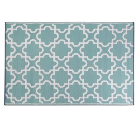 Aqua Moroccan Trellis Outdoor Area Rug, 4X6-Kirkland's Home New