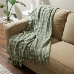 Artichoke Plaid Fringed Throw-Kirkland's Home Cheap