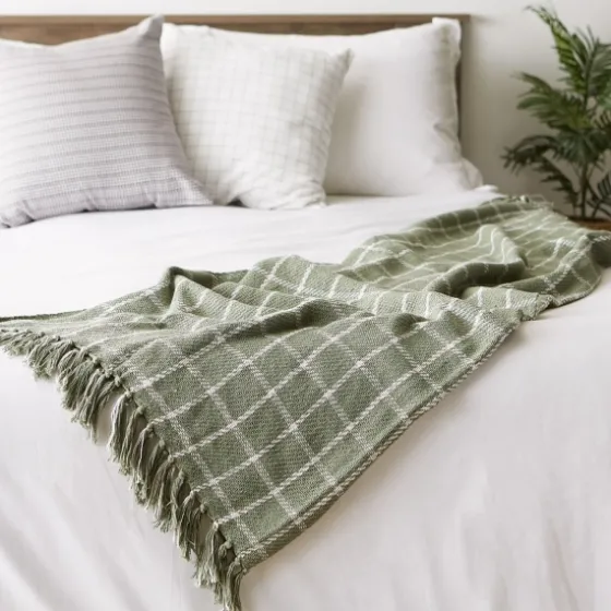 Artichoke Plaid Fringed Throw-Kirkland's Home Cheap